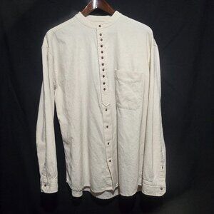 Civilian Weavers of Ireland Men's Grandfather Shirt - Natural Marl - Sz L*